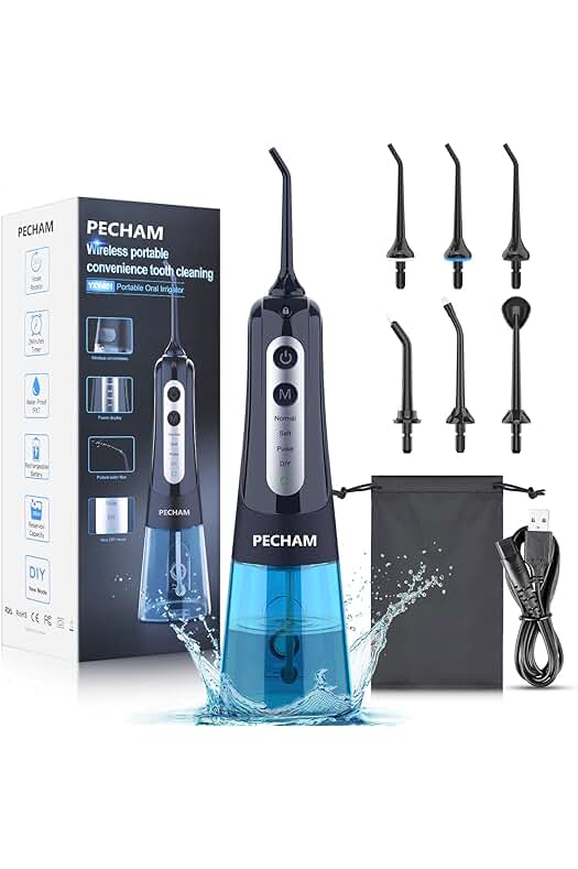 Irrigador Dental Inalámbrico: Limpieza Dental Profesional, Portátil y Recargable con 4 Boquillas y 4 Modos.