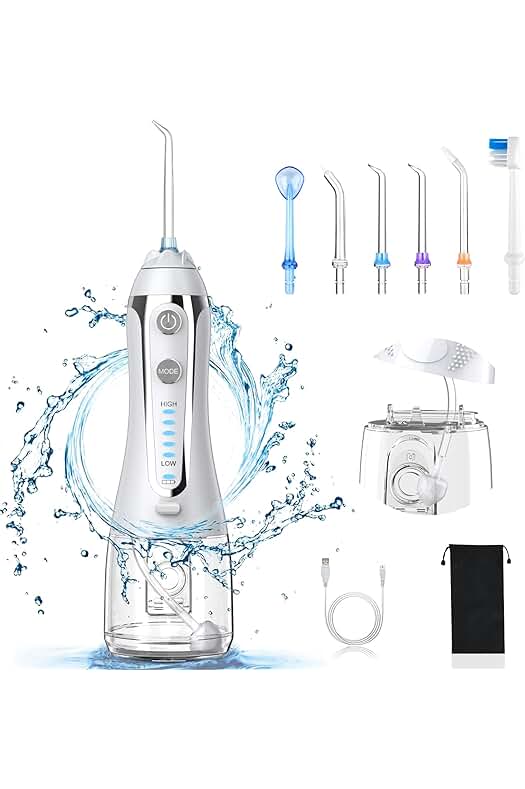 Irrigador Dental Portátil: 6 Boquillas, 5 Modos, Impermeable, Recargable - Ideal para Viajes