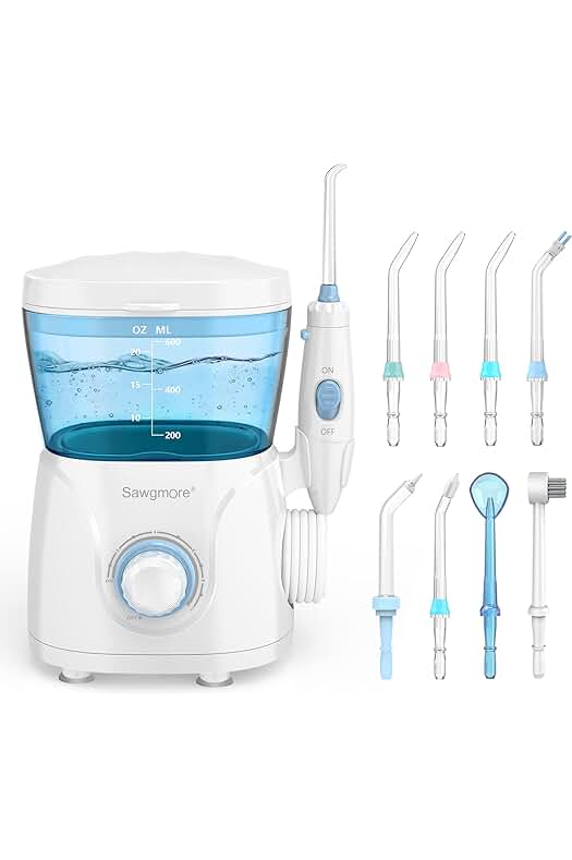 Irrigador Dental Profesional con 8 Boquillas y 10 Ajustes de Presión, Aprobado por la FDA/CE