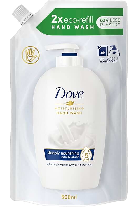 Jabón líquido para manos Dove con hidratación profunda y 5 ingredientes hidratantes, 500 ml.
