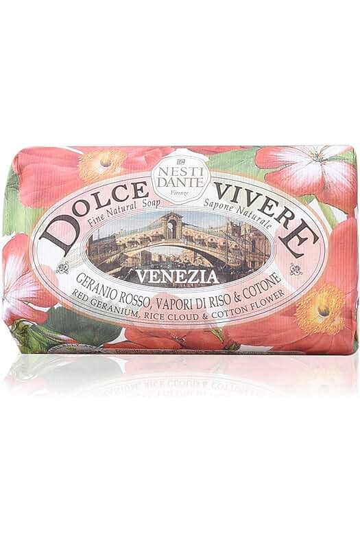 Jabón Natural Nesti Dante - Geranio Rojo, Nube de Arroz y Flores de Algodón - 250 gramos.