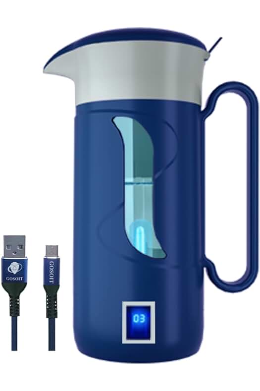 Jarra de agua purificadora GOSOIT - Filtrado UV, elimina cloro y gérmenes, 1500 ml, verde.