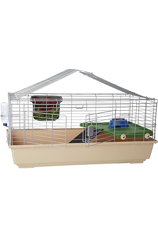 Jaula espaciosa para animales pequeños con accesorios incluidos - tamaño grande, de Amazon Basics.