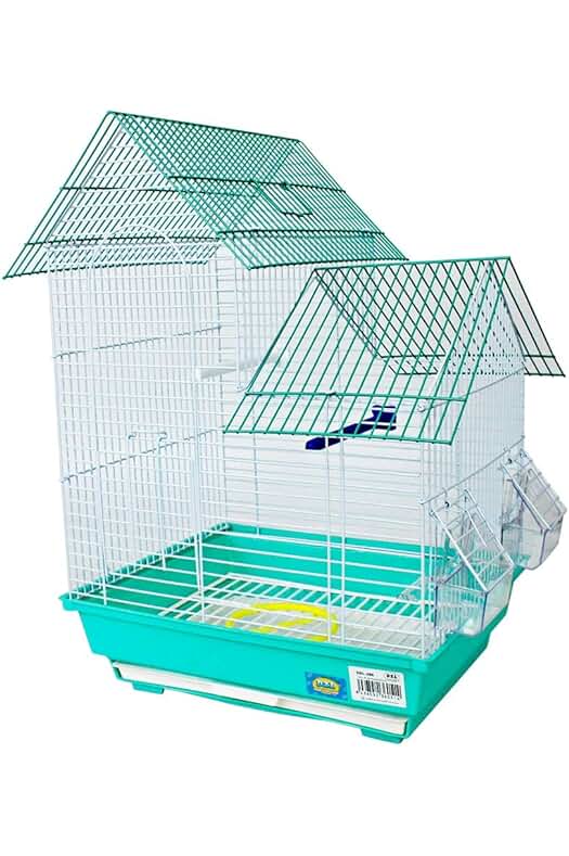 Jaula para pájaros: Amplio hábitat para aves con comedero, bebedero y columpio. Color aleatorio.