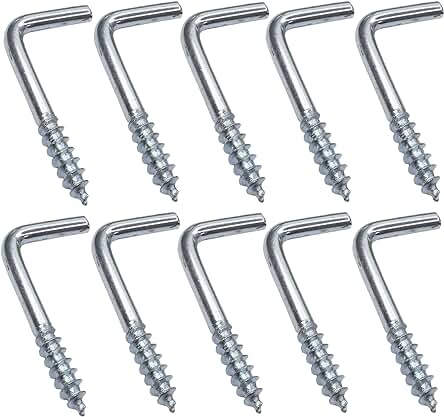 Juego de 10 ganchos de tornillo de madera tipo L - Ø2.3x25mm - acero galvanizado.