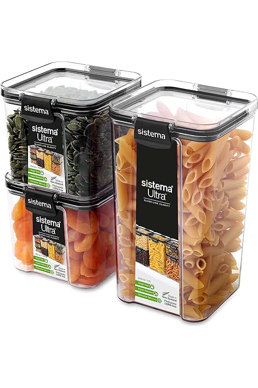 Juego de 3 recipientes de almacenamiento herméticos | Ideal para despensas y cocinas | Sin BPA