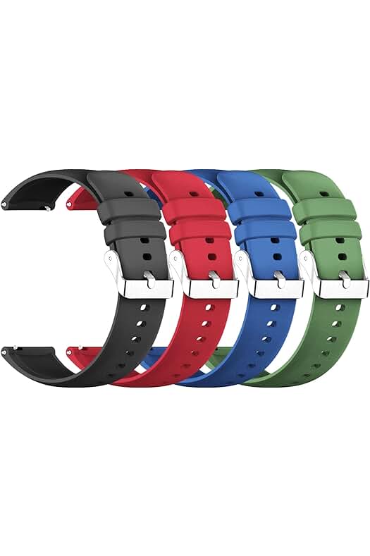 Juego de 4 correas de reloj de repuesto de silicona con hebilla de acero inoxidable.