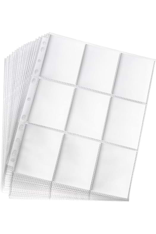 Juego de 50 fundas para cartas transparentes para almacenamiento y colección de cartas.