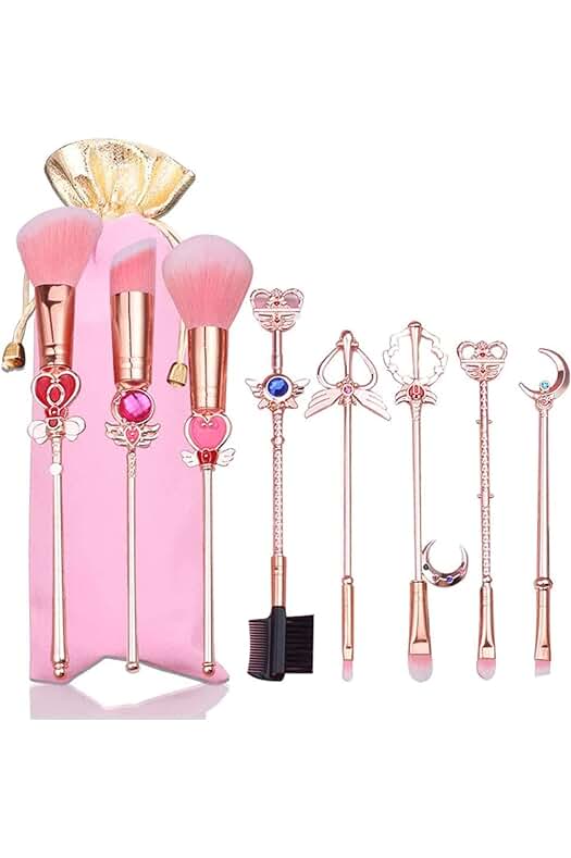 Juego de 8 brochas de maquillaje con temática de Cardcaptor Sakura/Sailor Moon.