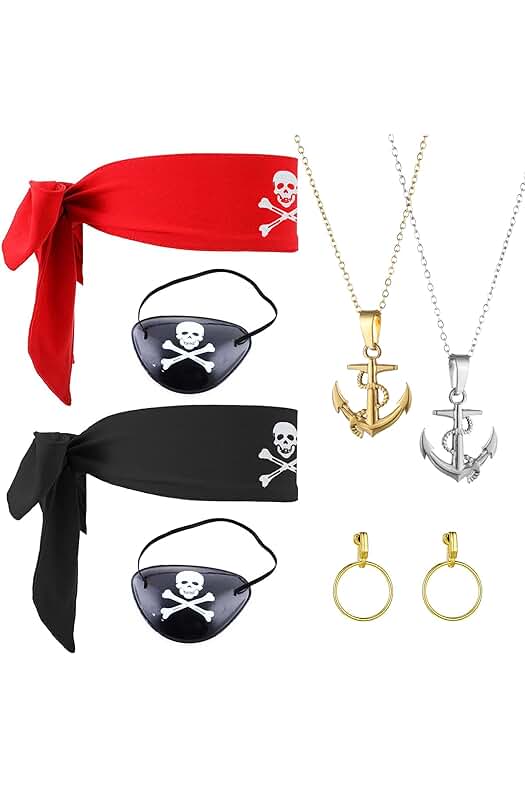 Juego de accesorios de disfraces de piratas para convertirte en un auténtico capitán pirata.