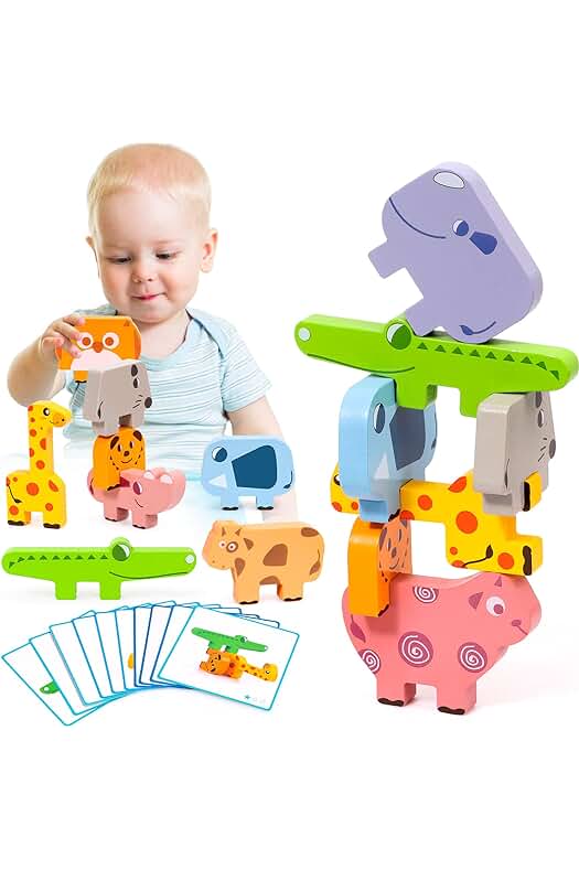 Juego de apilamiento Montessori de madera para niños de 1 a 4 años.