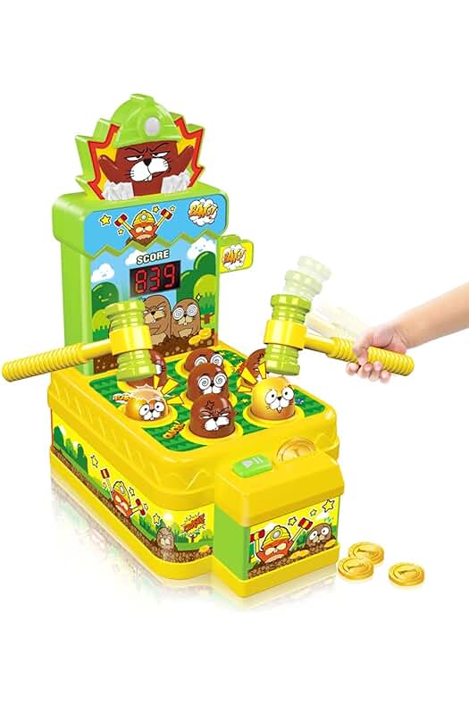 Juego de Arcade Mini para Niños de 3 a 6 años con Martillos Interactivos y Monedas
