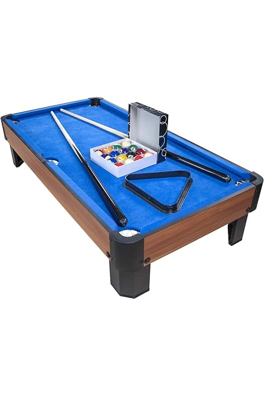 Juego de Billar Compacto con Accesorios - Kit de Billar Portátil, 102x51x22.5 cm - Marrón y Azul