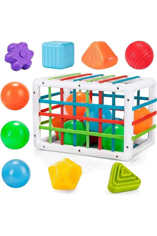 Juego de Bloques Montessori para Bebés de 6-12 Meses, Desarrollo de Motricidad y Clasificación de Formas.