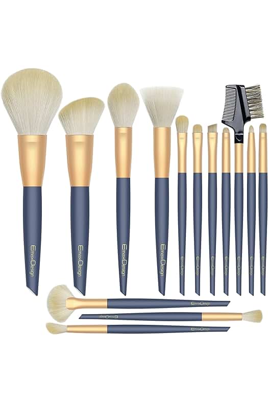 Juego de Brochas de Maquillaje EmaxDesign: Kit Profesional de Pinceles para Maquillaje Facial Completo.