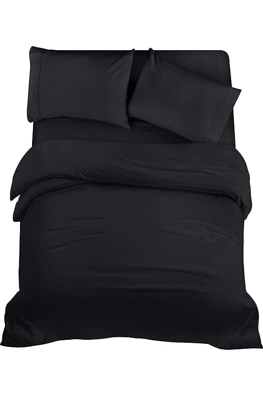 Juego de Cama Utopia Bedding - Funda nórdica 135, Sabana Bajera 135x190 y Fundas Almohada (Negro)