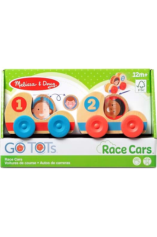 Juego de carreras de madera para niños, incluye 2 coches y personajes adorables.