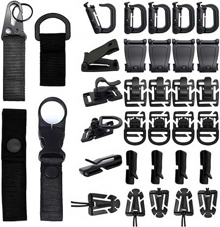 Juego de Clip de Engranaje táctico Molle con Accesorio para Mochila táctica y Bolsa de Topo.
