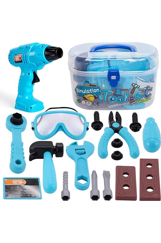 Juego de construcción con taladro para niños y niñas de 3 a 5 años.