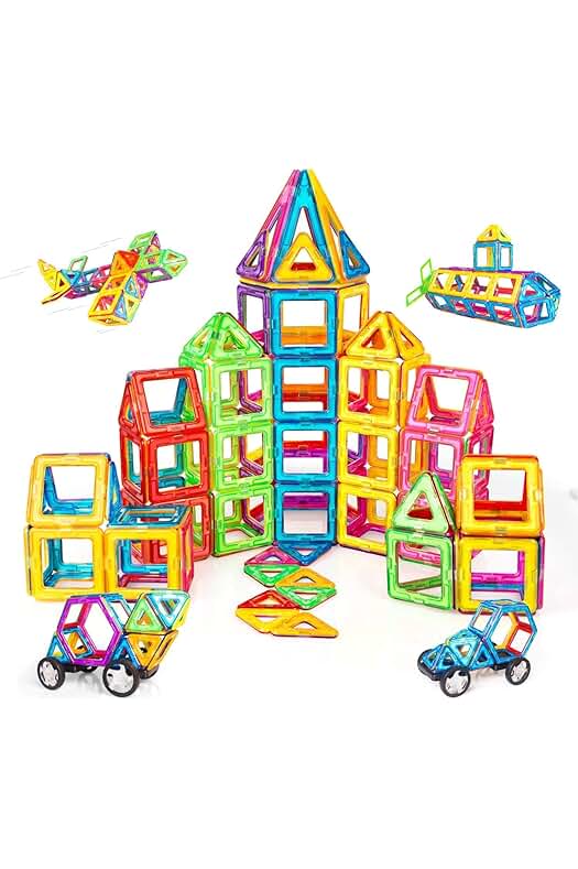 Juego de Construcción Magnética de 120 Piezas, Juguetes Educativos para Niños y Niñas