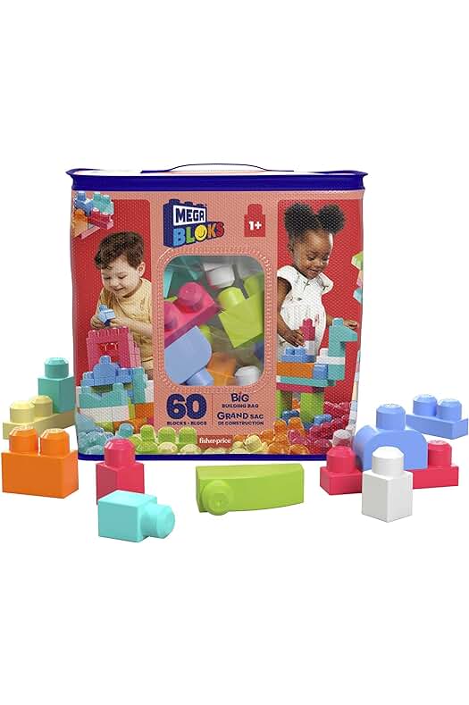 Juego de construcción MEGA BLOKS Big Building Bag con 60 bloques grandes y coloridos para niños.