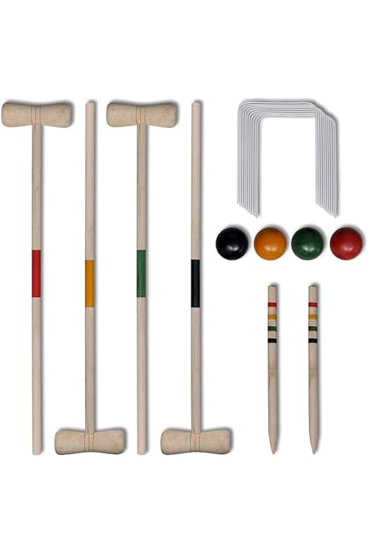 Juego de croquet de madera para 4 personas - vidaXL, diversión al aire libre garantizada.