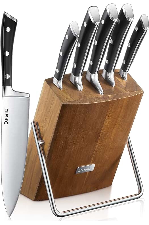 Juego de Cuchillos de Cocina Profesionales de Alta Calidad con Bloque de Almacenamiento Ergonómico