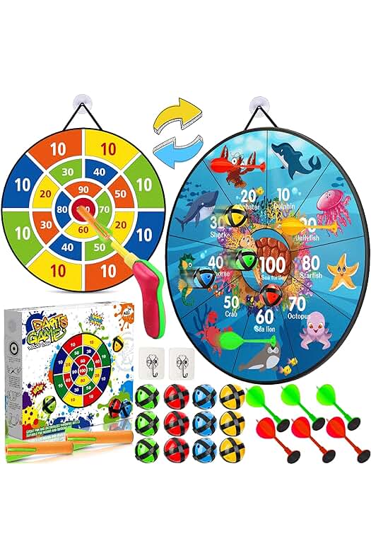 Juego de Dardos Seguro para Niños con Tablero Plegable, Bolas y Dardos - Regalo de Cumpleaños