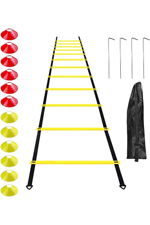 Juego de Entrenamiento de fútbol con Escalera de coordinación, Conos y Postes