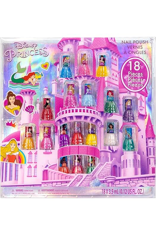 Juego de esmalte de uñas Disney Princess no tóxico y de secado rápido para niñas.