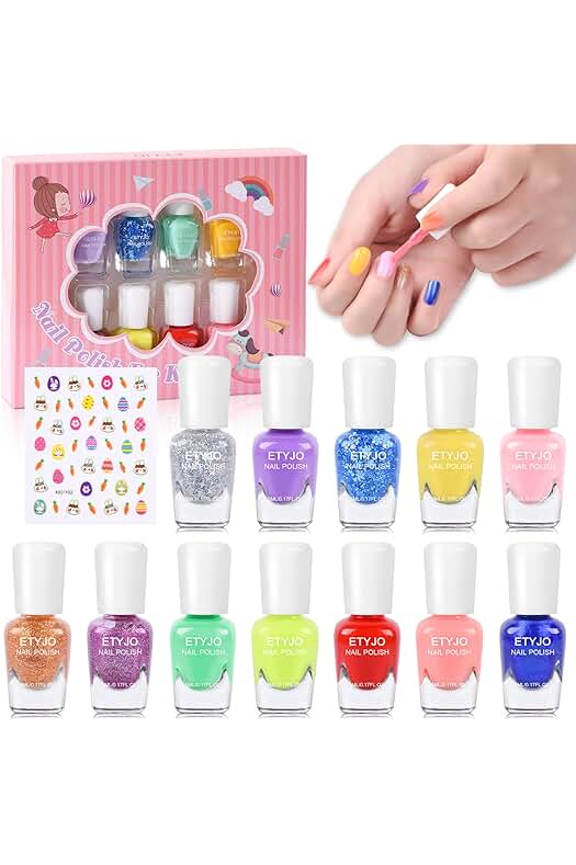 Juego de esmaltes de uñas para niños con colores vivos y seguros, ¡diversión sin preocupaciones!