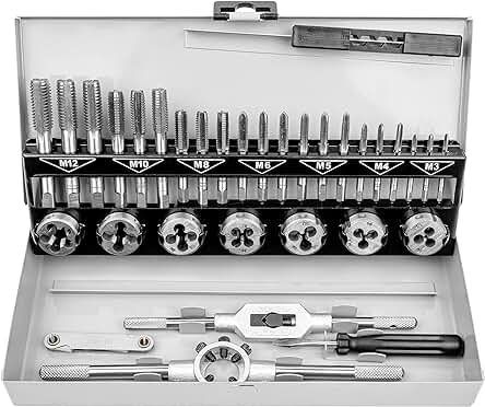 Juego de herramientas para roscar Mannesmann M53250-B de 32 piezas para trabajos precisos.