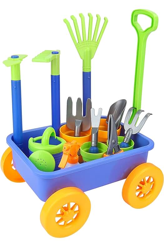 Juego de Jardinería para Niños: Carretilla y Herramientas Infantiles con Accesorios y Macetas