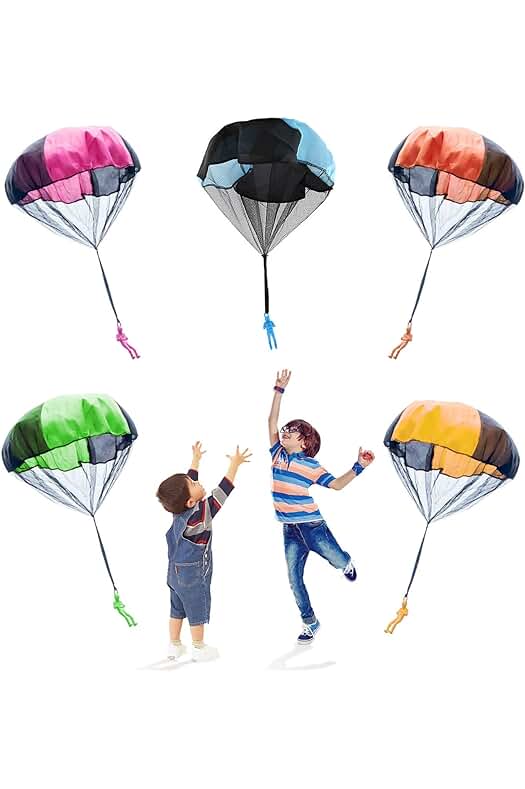 Juego de lanzamiento de paracaídas al aire libre para niños.