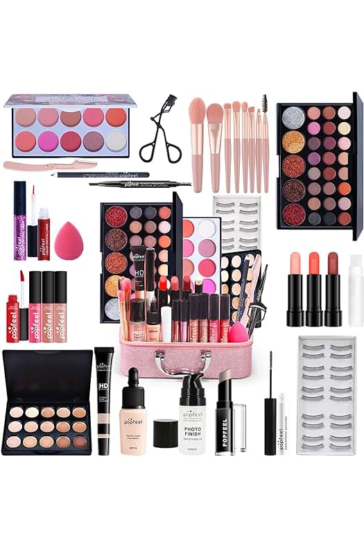 Juego de Maquillaje Profesional RoseFlower, Set Completo de Cosméticos para Niñas y Mujeres.