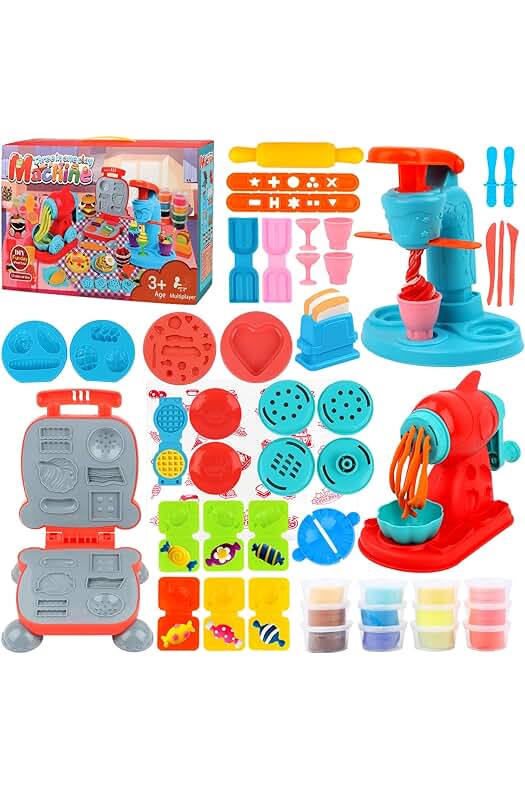 Juego de Moldes de Plastilina para Niños: 51 Piezas para Hacer Hamburguesas, Pizzas y Helados.