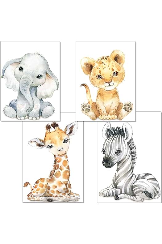 Juego de murales de animales de la selva para decorar habitaciones de bebé