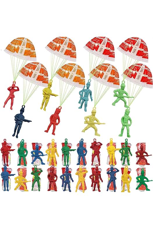 Juego de Paracaídas para Niños: 24 Piezas de Divertidos Juguetes de Paracaidista al Aire Libre.