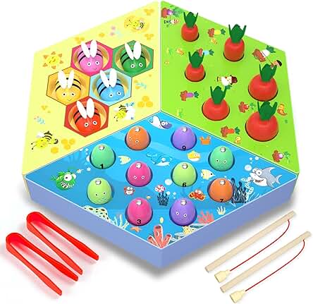 Juego de Pesca Magnética para Niños: Diviértete y aprende con este juguete educativo de madera.