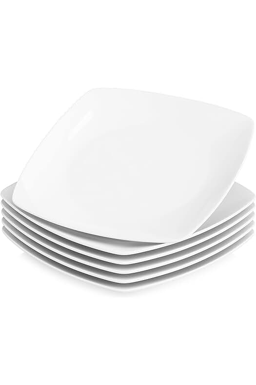Juego de platos llanos de porcelana MALACASA, Serie Julia, 6 piezas para 6 personas.