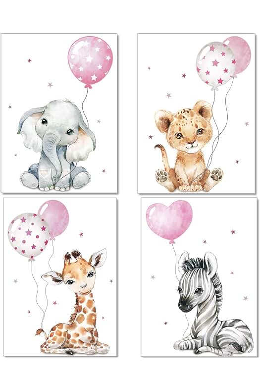 Juego de pósteres de animales de la jungla para decoración infantil.