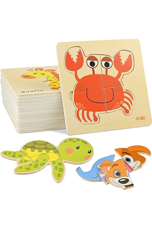 Juego de Puzzles de Madera Educativos para Niños: Aprendizaje Temprano y Divertido.