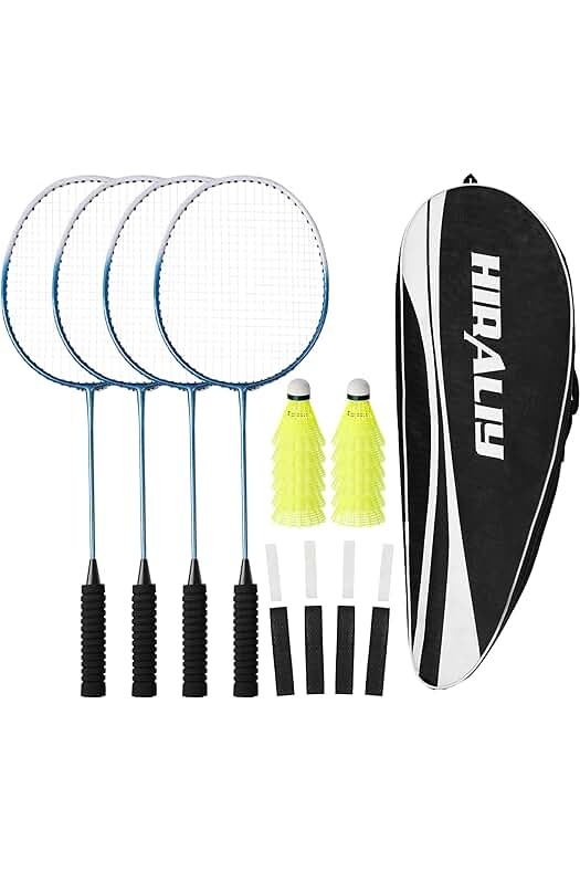 Juego de raquetas de bádminton HIRALIY para exteriores con accesorios incluidos (azul)