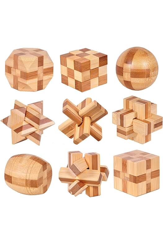 Juego de Rompecabezas de Madera 3D - 9 Piezas, Juguetes Educativos para Niños y Adultos.