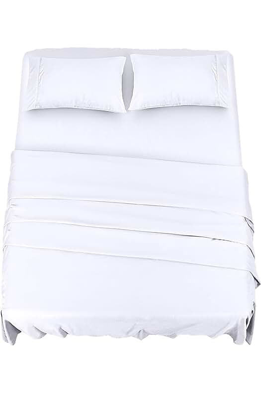 Juego de sábanas de microfibra de lujo - Utopia Bedding - Cama 180 - Blanco.