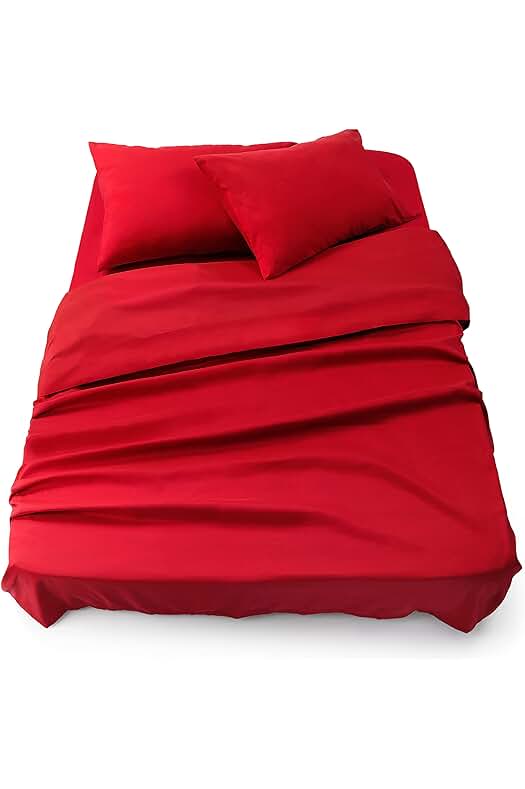 Juego de Sábanas Rojo - Set Completo 4 Piezas para Cama 150, Fundas Almohada Incluidas.
