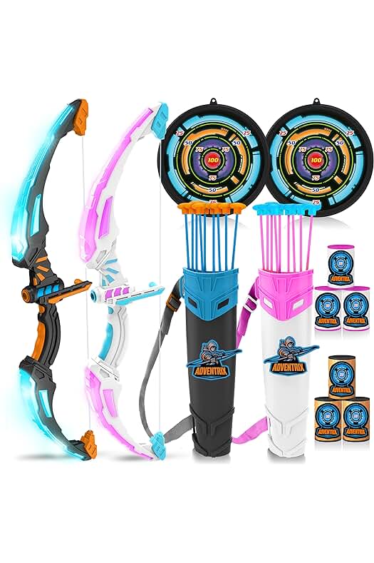 Juego de Tiro con Arco Iluminado para Niños con Arcos, Flechas y Blancos