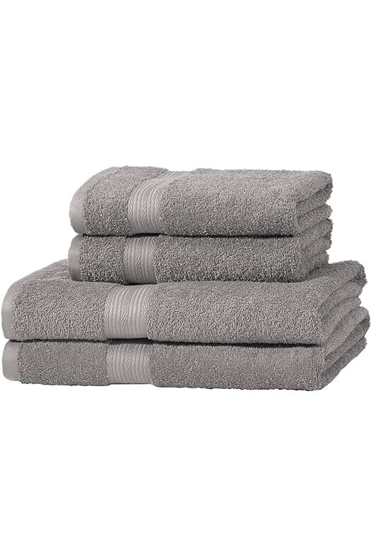 Juego de toallas de algodón gris resistente a la decoloración - Paquete de 2 toallas de baño y 2 toallas de mano, 100% algodón.