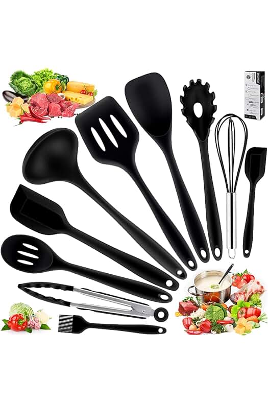 Juego de Utensilios de Cocina Antiadherentes de Silicona Resistente al Calor - 10 Piezas