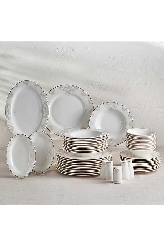 Juego de vajilla de porcelana Karaca Siena de 56 piezas para 12 personas.